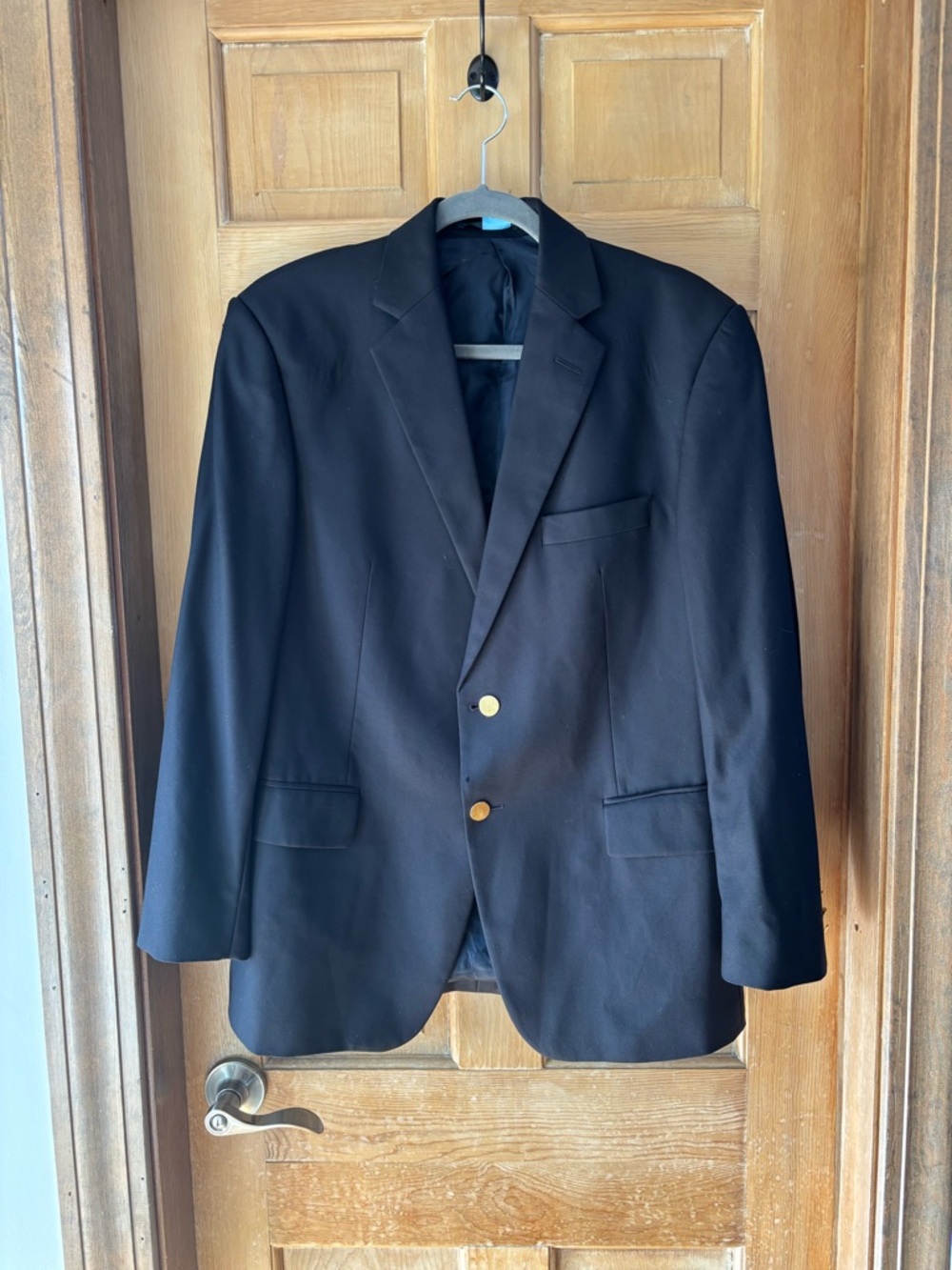 Ede & Ravenscroft 42S Navy Wool Blazer Vitale Barberis Canonico Super 120s Gold
